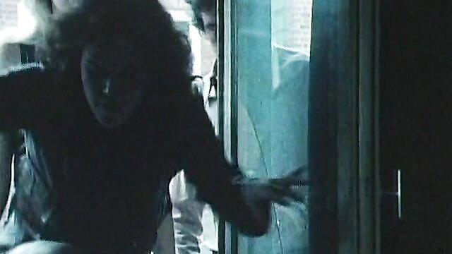 Black-haired teen Amourosen Abenteuer peeking through steamy bathroom glass door