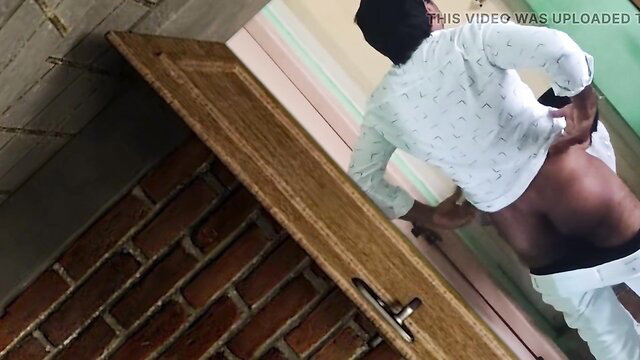 Indian man grabs Tamil aunty's big ass from behind in tight white pants