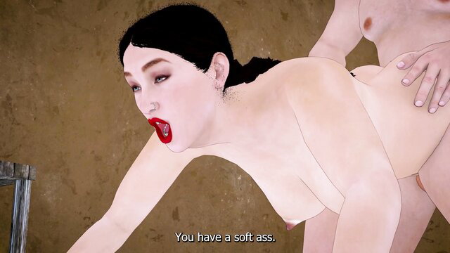 Asian woman with soft ass in doggy style fucked by man