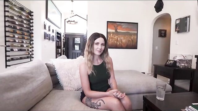 Helena Price in tight top and shorts on couch, hot stepmom tease