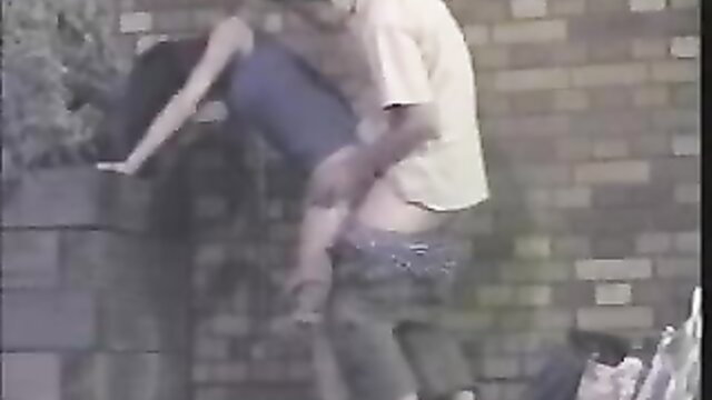 Amateur outdoor doggystyle: guy films friend fucking cute brunette