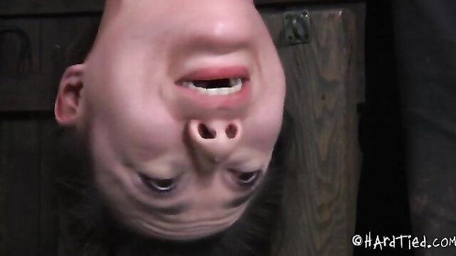 Upside down hoochie babe bound in dungeon, Hard Tied