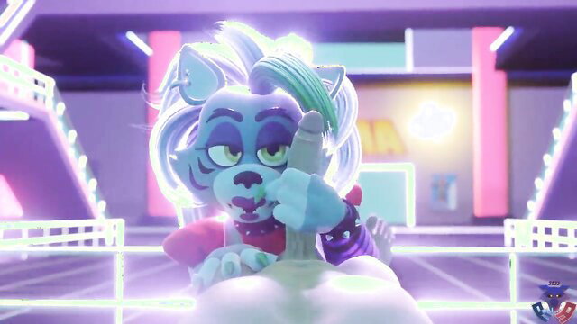 Roxanne Wolf furry sucking cock in FNAF Security Breach porn animation