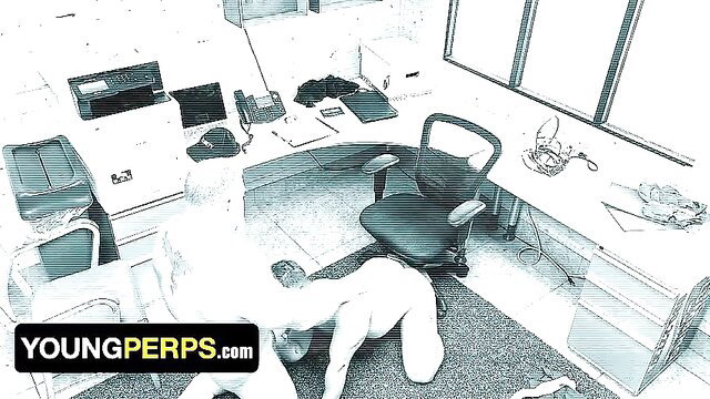 Man bent over office chair in explicit gay mall orgy steal punishment