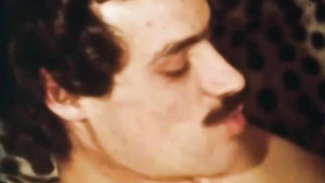 Vintage stud with mustache in closeup profile, classic porn thumbnail