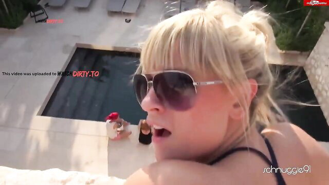 Schnuggie91 blonde bombshell in sunglasses gives hot POV blowjob