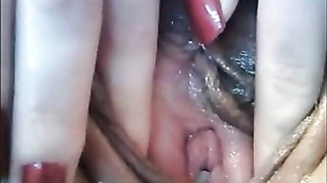 Closeup of tantalizing wet pussy lips ready for cock stroking