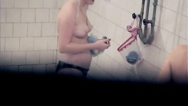 Hot blonde caught naked in shower by spy voyeur cam