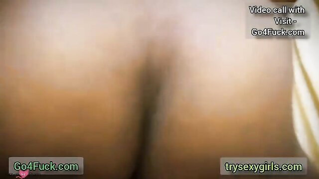 Blurry closeup of woman's ass and pussy in video call threesome