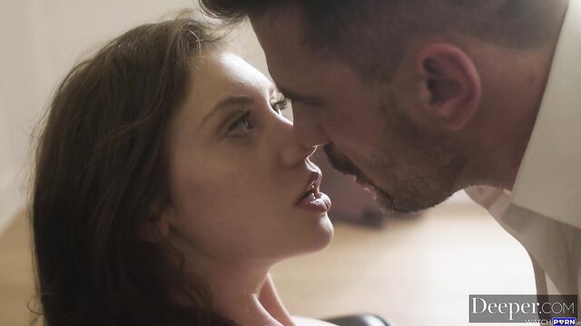 Elena Koshka closeup kiss with Manuel Ferrara in steamy scene