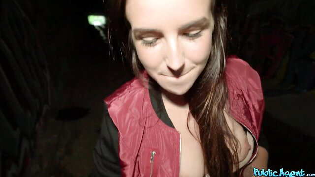 Lenna Ross topless smile in red jacket POV public fuck preview