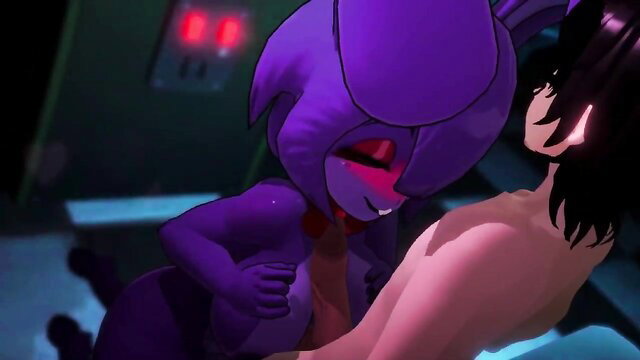 Purple furry vixen grinds on guy in steamy intimate embrace