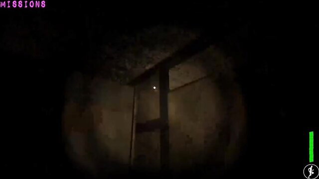 Mysterious dark POV video thumbnail with green HUD and eerie structure