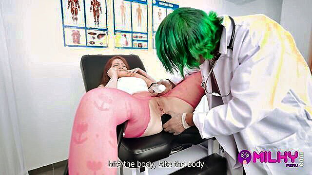 Young Greta's anal exam by green-haired doctor unclogging her tight ass