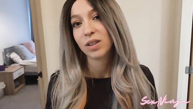 Sexy grey-haired MILF in black top from stepmom bully fuck video