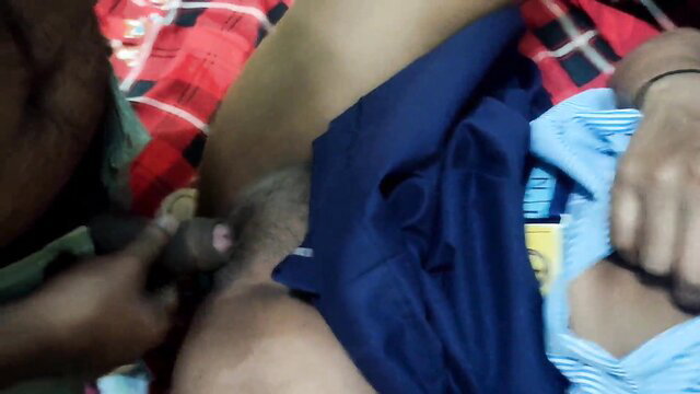 Indian college threesome: Rishi, Ashu & teacher handjob on cock closeup