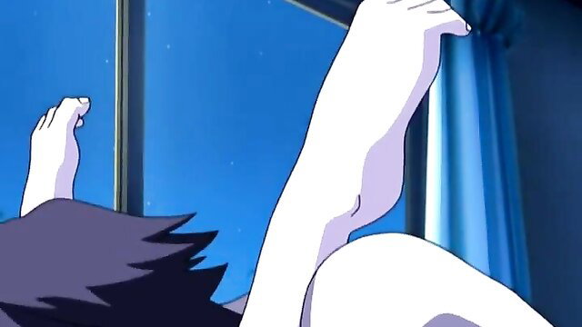 Anime hentai girl with pale soles and legs spread in steamy shower fuck