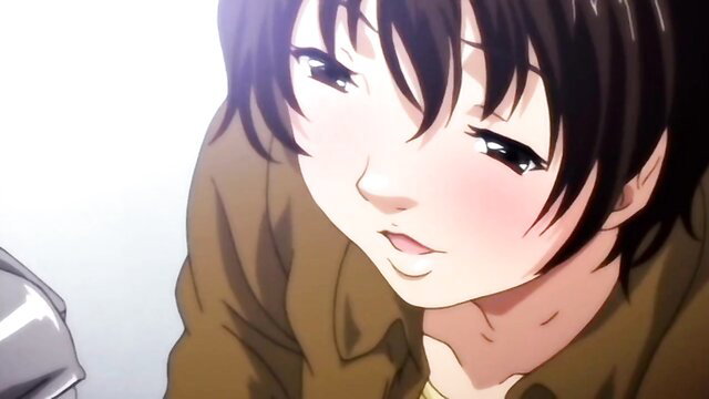 Cute Japanese anime girl with flushed cheeks in JAV peeping scene