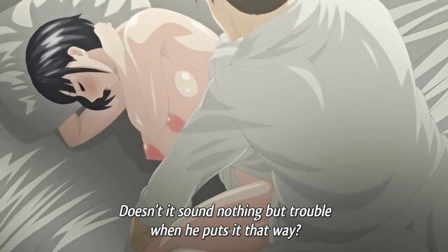 Old man cheats fucking curvy married babe's massive tits in anime hentai