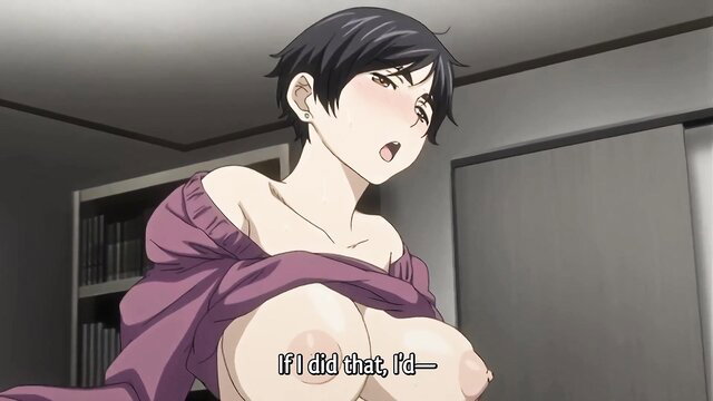 Busty Asian stepmom with huge tits exposed in open robe, aroused expression