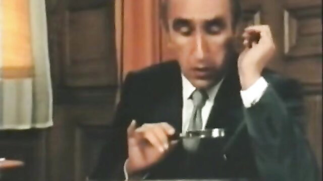 Hairy college cutie in retro sexcapade on phone with magnifier