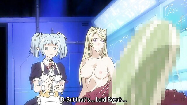 Anime blonde slave huge tits fucked by giant green alien cock