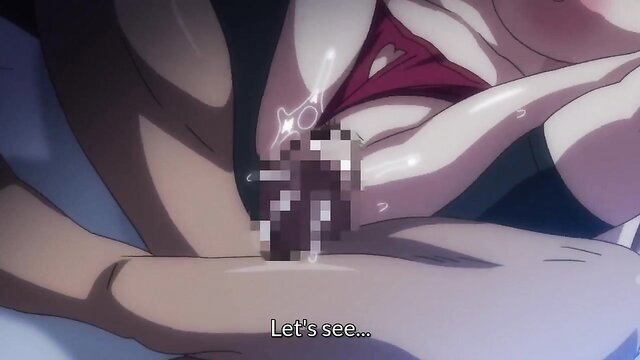 Busty hentai schoolgirl Akane examines censored cock upskirt