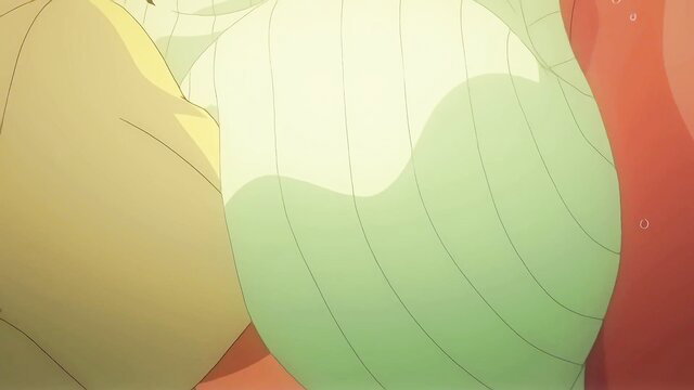 Curvy animated MILF huge tits closeup in public bathroom sink scene