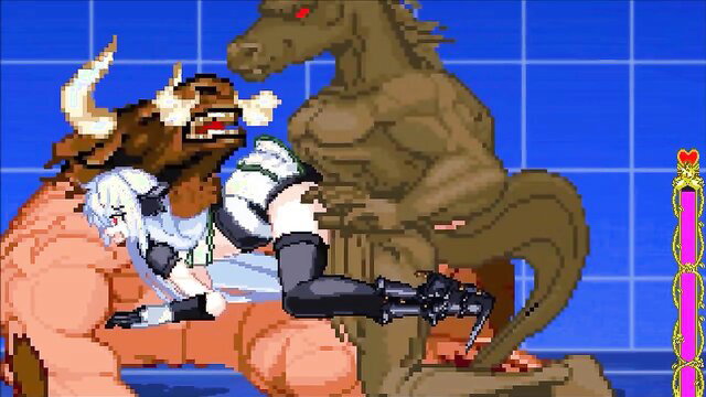 Busty anime girl in stockings fucked by minotaur creampie