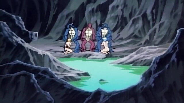 Fishmen monsters gangbang busty blonde hentai woman in cave