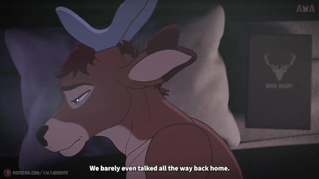 Sad anthropomorphic brown deer furry in bed from TwinkYeen adult vid