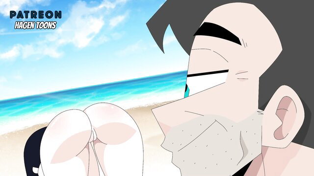 Hagen Toons big tits ass beach tease closeup