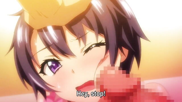 Busty hentai sister Mako-chan winking, censored hand on chest, crown