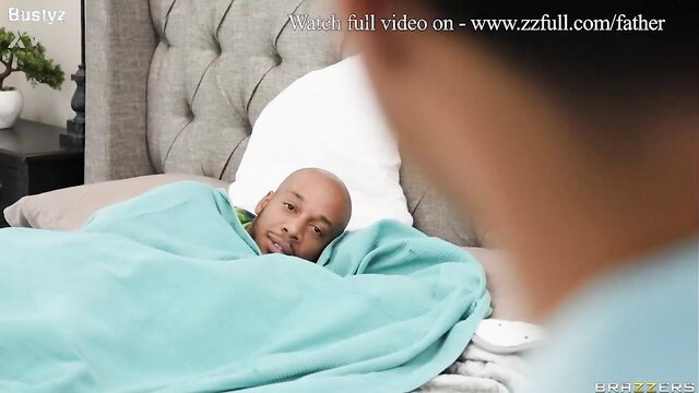 Theodora Day watches bald black man in bed - Brazzers anal tease