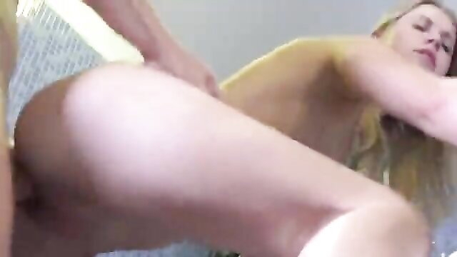 Blonde babe gets fucked hard doggy style in steamy wet sex scene