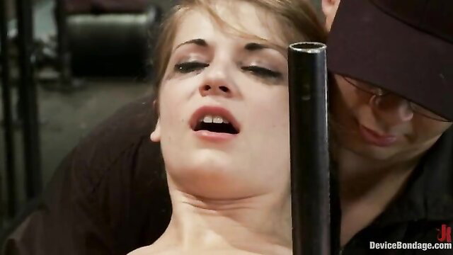 Sensi Pearl throat fucked by Isis Love in Device Bondage