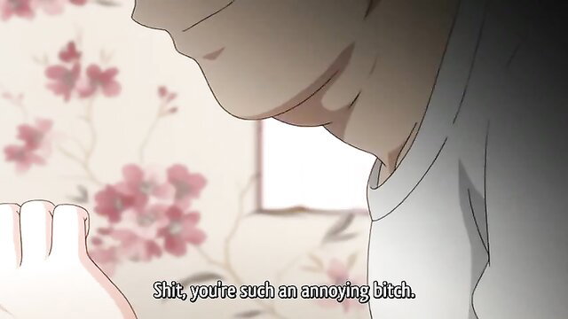 Anime guy calls annoying busty stepsister a bitch in JAV blackmail scene