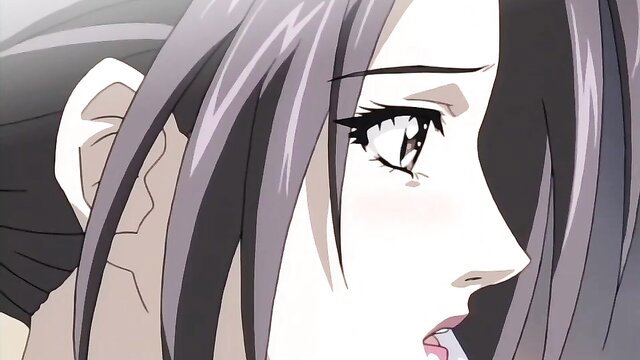 Closeup of seductive Milf's teary eyes and parted lips in steamy scene