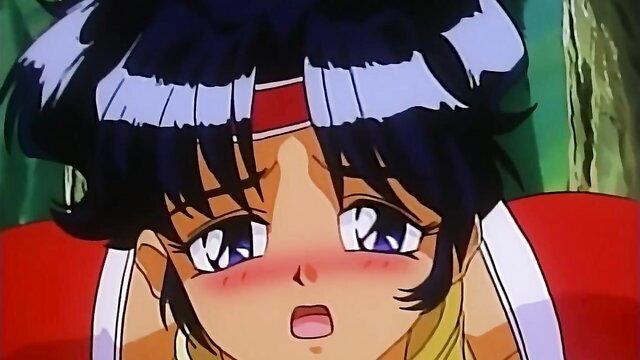 Blushing young sorceress with headband, wide-eyed shock from ogre violation