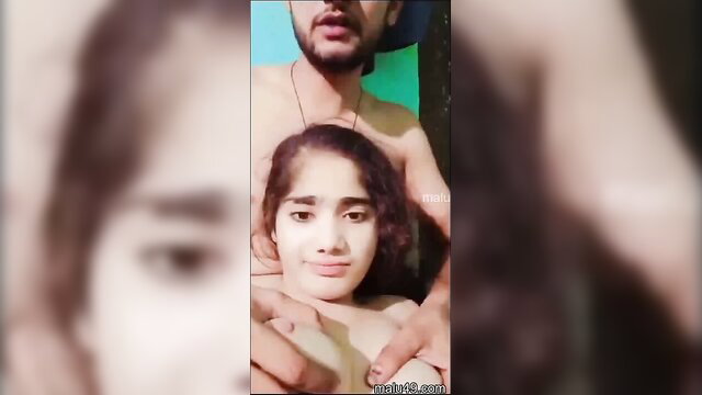 Desi Indian couple homemade sex, topless girl groped by guy POV