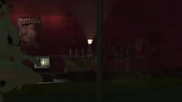 Hot 3D animated girl dancing seductively at night under red Tokyo sign