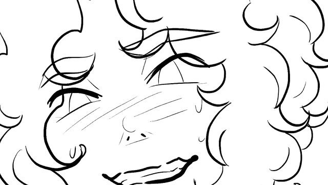 Anime girl with curly hair smirking with teary eyes in NSFW comic