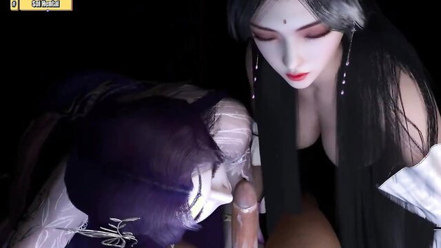 Hentai 3D 108 Goddess ep 24: Two horny anime girls in threesome blowjob