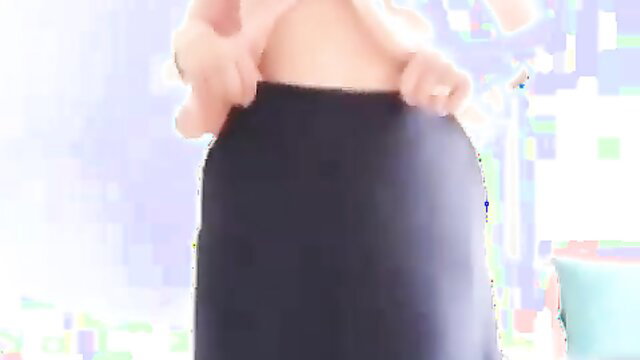 Turkish Arab hijab girl in tight black skirt lifting top, teasing belly