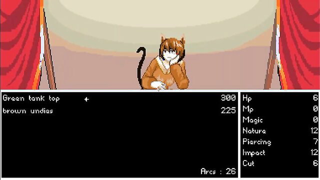 Succubus catgirl in green tank top and brown undies from Doki Doki Tri-line Hentai Ep.1