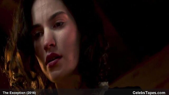 Lily James closeup in sexy pantyhose lovemaking scene