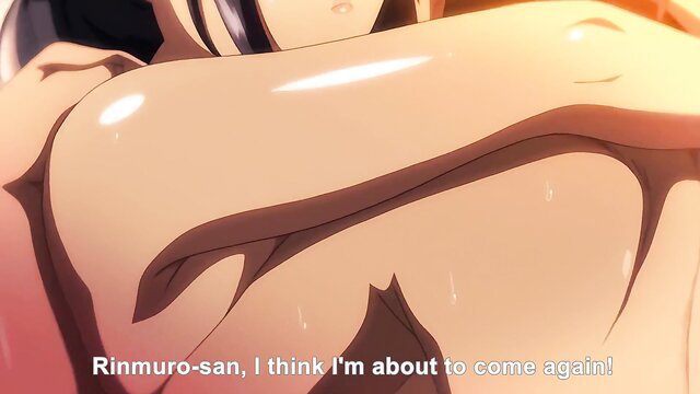 Hentai student about to cum on busty anime wife's huge tits closeup