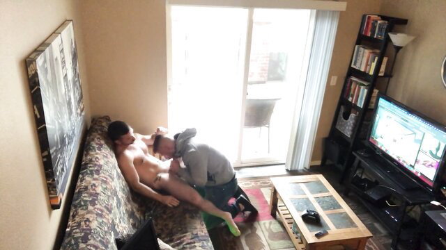 Jayson Parker nude on couch gets blown by street stranger