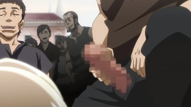 Elf princess Kuroinu 4 gangbanged by villagers, censored dick closeup
