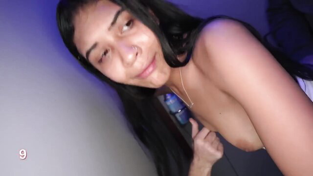 Reina Heart topless brunette closeup smirking at camera